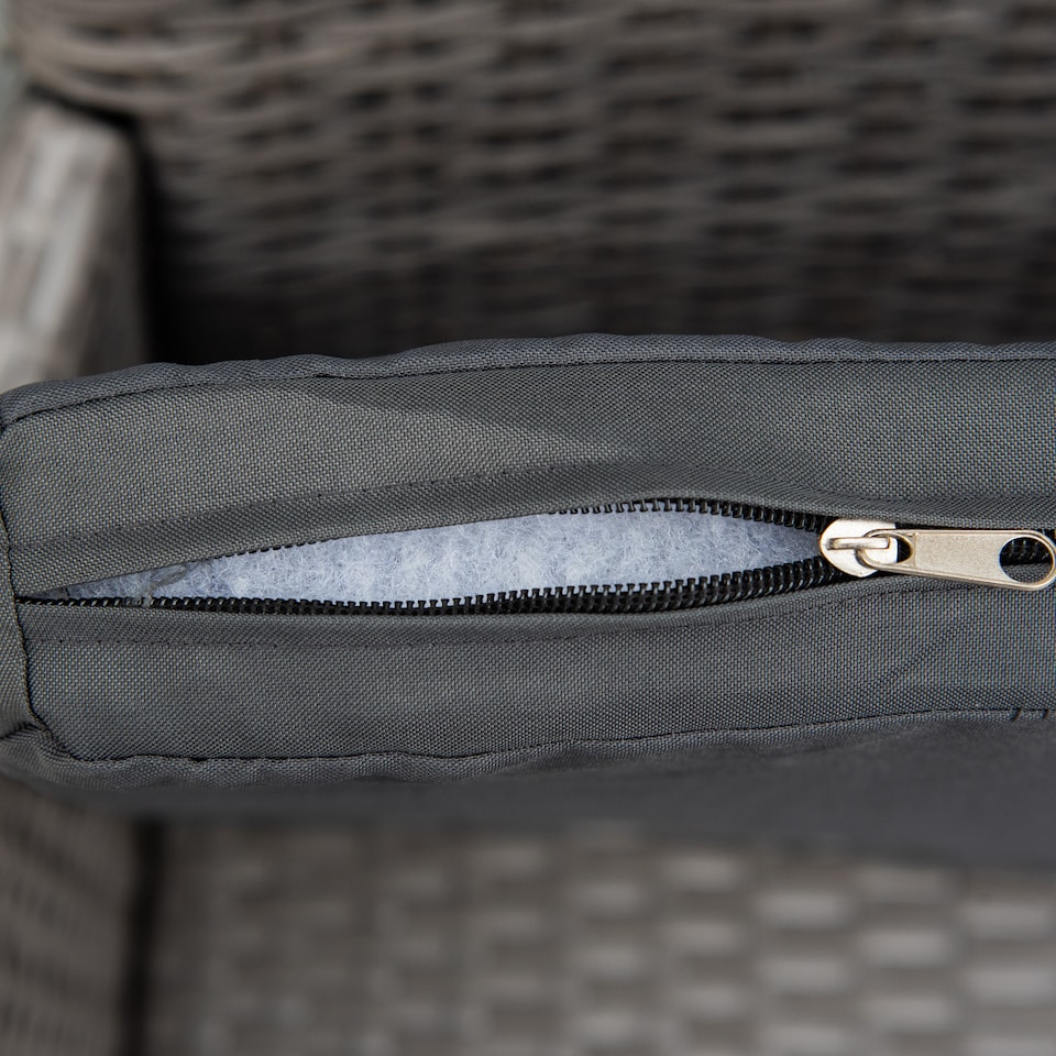 image 1 of Outsunny 4 Pieces Outdoor PE Rattan Dining Chairs Set with Cushion, Garden Armchair with Armrests, High Backrest, Metal Frame Patio Wicker Furniture, Grey