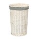 image 1 of Small Round White Wash Laundry Hamper with Grey Sage Lining | Grey | Grey