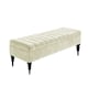 image 1 of 90cm Sierra Striped Naples Upholstered Ottoman Storage Bench with Black Turned Wooden Legs - Cream Shoes Storage Bench