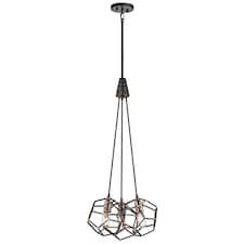 Rocklyn 3 Light Cluster Pendant Cage Light Steel, E27
