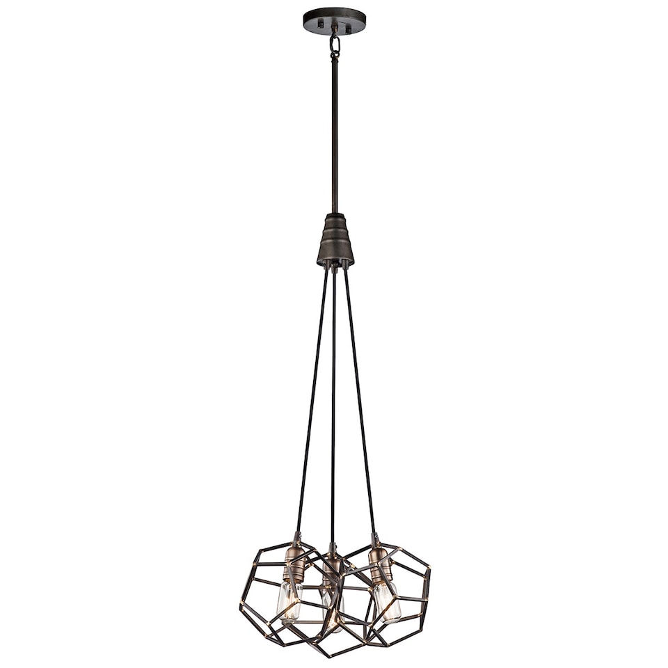 Rocklyn 3 Light Cluster Pendant Cage Light Steel, E27