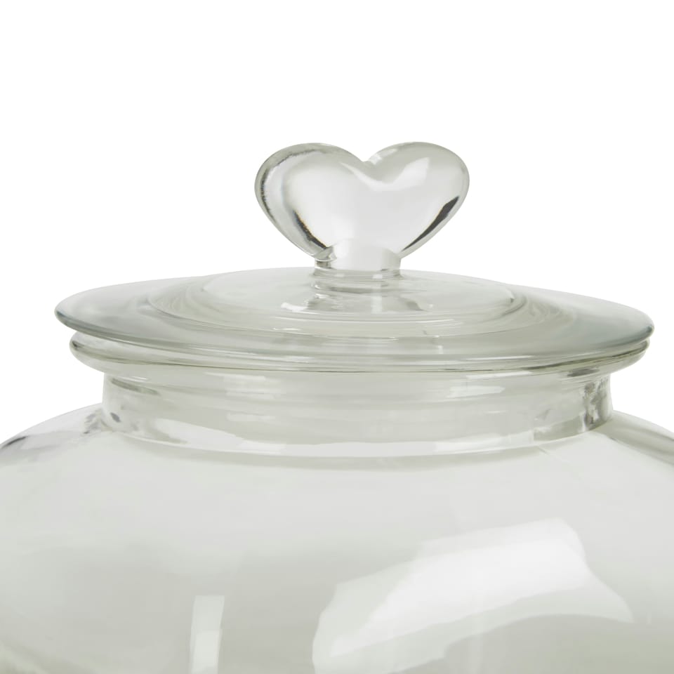 image 1 of Interiors by Premier Large Storage Jar, Glass Canister with Heart-Shaped Lid, Ideal for Storing Sweets, Spices