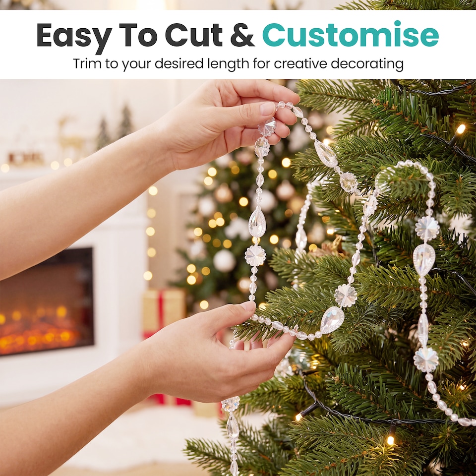image 1 of Iridescent Bead Chain Garland, Christmas Clear Garland Strands - 8M