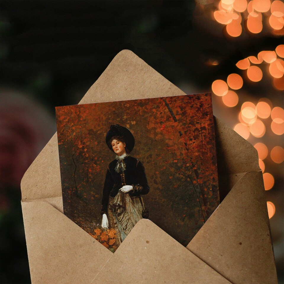 image 1 of Winslow Homer Art Card Autumn Oil Painting Woman Portrait