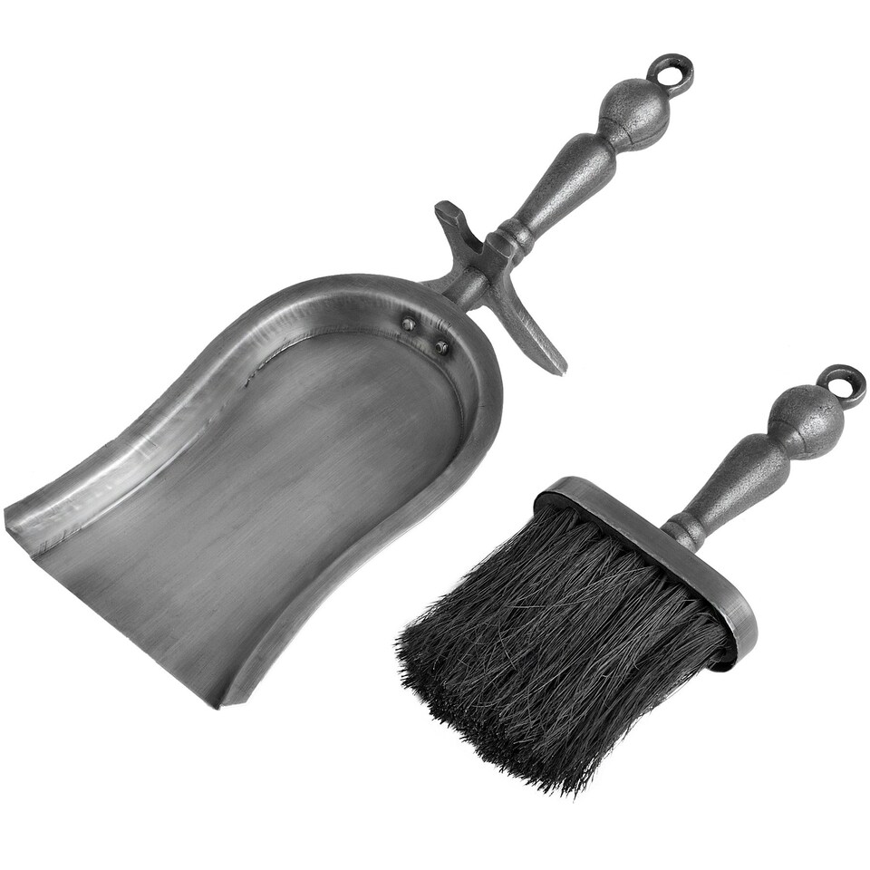 image 1 of Hill Interiors Hearth Tidy Set In Antique Pewter Effect Finish - Silver - One Size