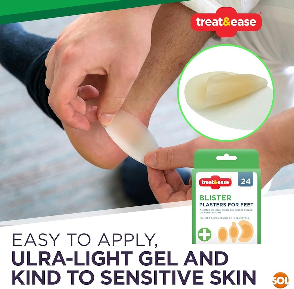 image 1 of SOL 24pk Blister Plasters for Feet - Heel Plasters for Protection