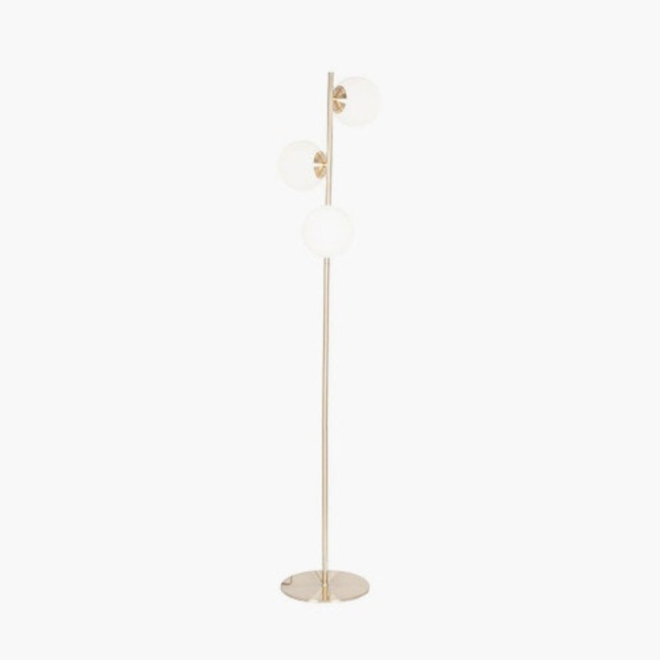 image 1 of White Orb and Gold Metal Floor Lamp