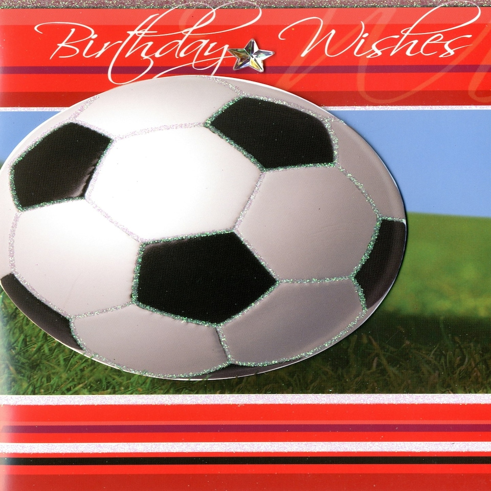 image 1 of YOURS TRULY BIRTHDAY WISHES CARD SOCCER BALL