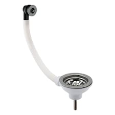 Balterley Fireclay Kitchen Sink Basket Strainer Waste with Overflow | Silver | Brushed Nickel | 1