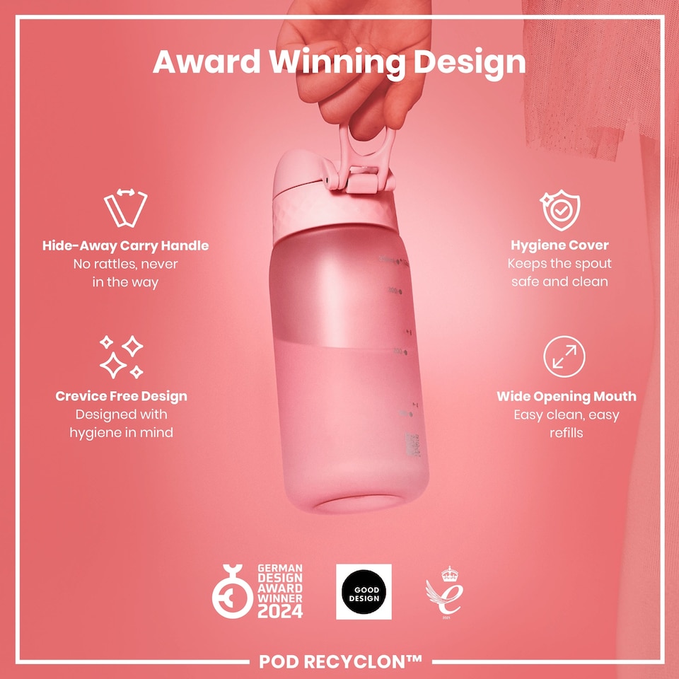 image 1 of Leak Proof Kids Water Bottle, BPA Free, 350ml (12oz) | Pink | Rose Quartz | One Size