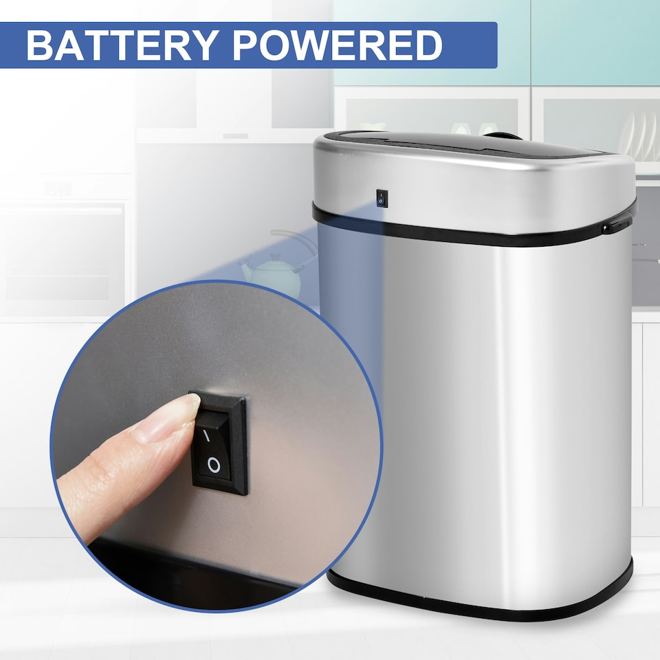 image 1 of HOMCOM Sensor Dustbin Touchless Trash Can Automatic Stainless Steel 48L Silver | 58L