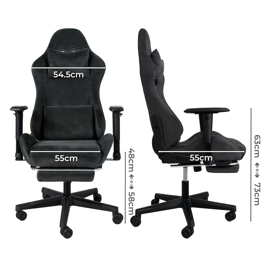 image 1 of Levede Office Desk Chair Gaming Recliner Adjustable Height with Footrest | Black | Black | One Size