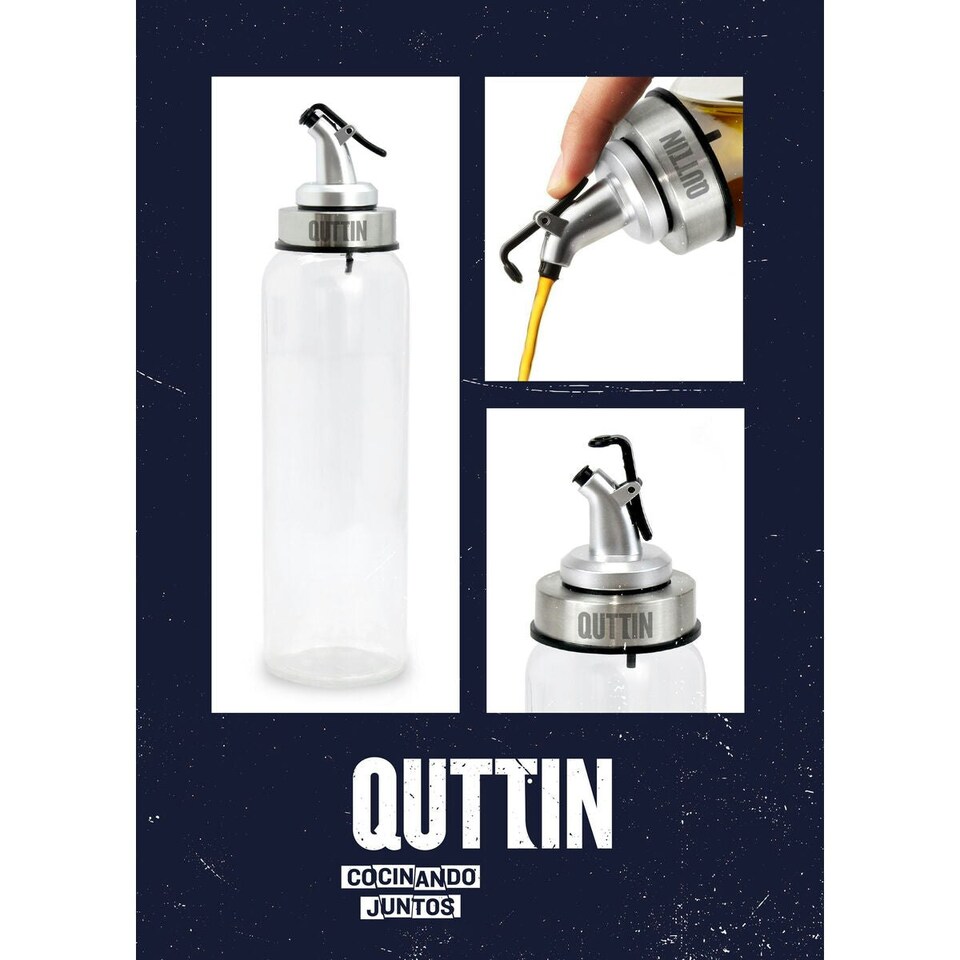 image 1 of Cruet Quttin Transparent Silver Glass 0,5 L 6 x 6 x 26 cm (12 Units)