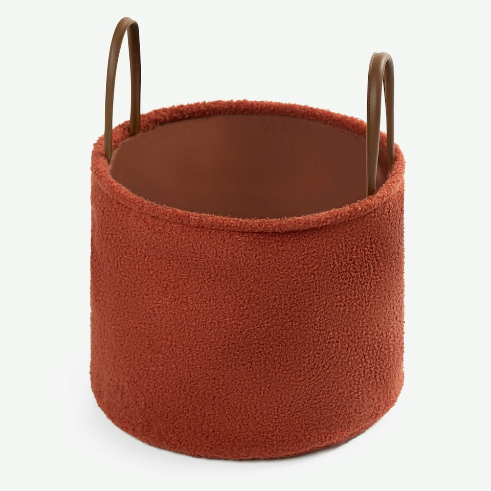 image 1 of OHS Teddy Fleece Boucle Toy Storage Organiser Clothes Laundry Basket Orange | Rust