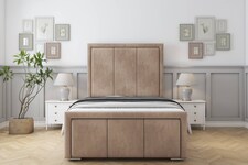 Sloomy Lancaster Mink Naples Bed Frame With Mattress With 50" Upholstered Headboard 5' King