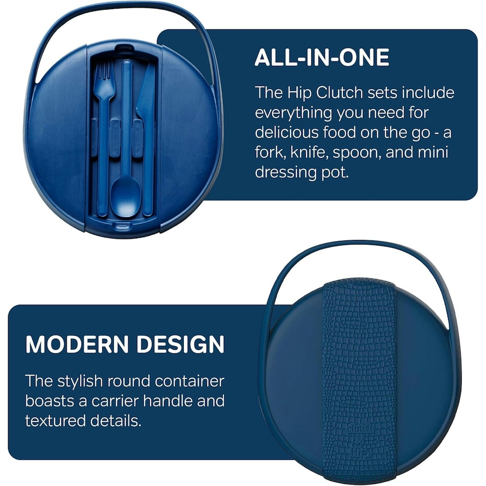 image 1 of Hip Clutch Bag Portable Lunchbox & Cutlery Set - Navy