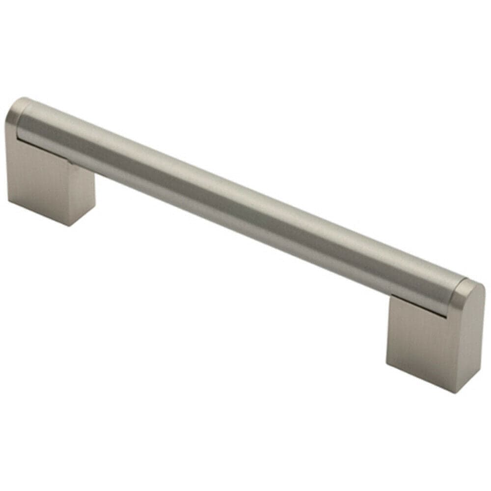 Loops Round Bar Pull Handle 168 x 14mm 128mm Fixing Centres Satin Nickel & Steel in Metallics