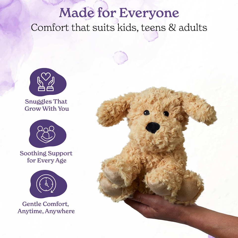 image 1 of Warmies Cockerpoo Junior Plush Microwave Heat Pad, hot or Cold Soft Cockapoo Dog Toy with French Lavender Scent, Cuddly Soft Heat Cushion Suitable for Adults and Children