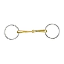 Shires Brass Jointed Horse Loose Ring Snaffle Bit - Brass - 4.5in