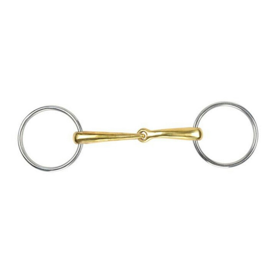 Shires Brass Jointed Horse Loose Ring Snaffle Bit - Brass - 4.5in