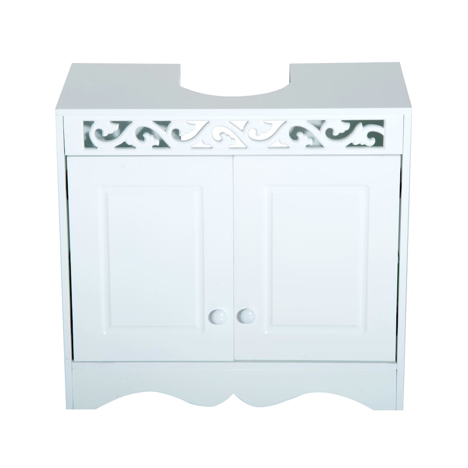 image 1 of HOMCOM Bathroom Under Sink Storage Cabinet 2 Door Wooden Cupboard Vanity Units | White | White