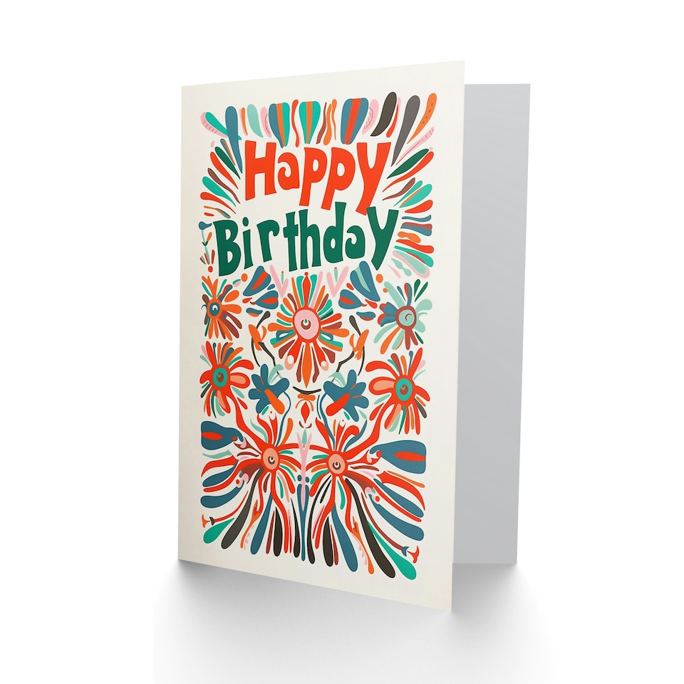 image 1 of Trippy Hippy Floral Pattern Bright Design Her Birthday Card