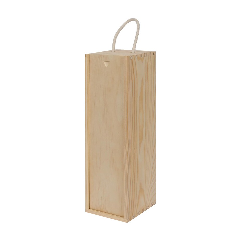 image 1 of Harbour Housewares Wooden Wine Box - Single Bottle - Natural