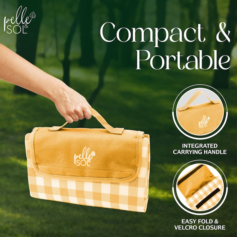 image 1 of Pelle & Sol Yellow Picnic Blanket Waterproof 200x140cm