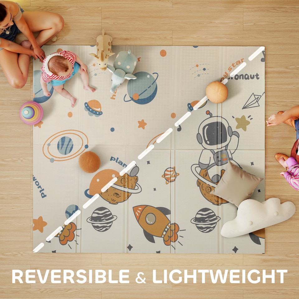 image 1 of AIYAPLAY Baby Play Mat, Foldable Activity Playmat, Astronaut & Planet Theme