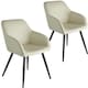 image 1 of Chair Marilyn Set of 2 - with armrests, upholstered, fabric cover, black steel legs | Cream | cream/black | One Size | 2