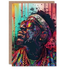 Psychedelic Portrait African Man Dashiki Him Her Birthday Card