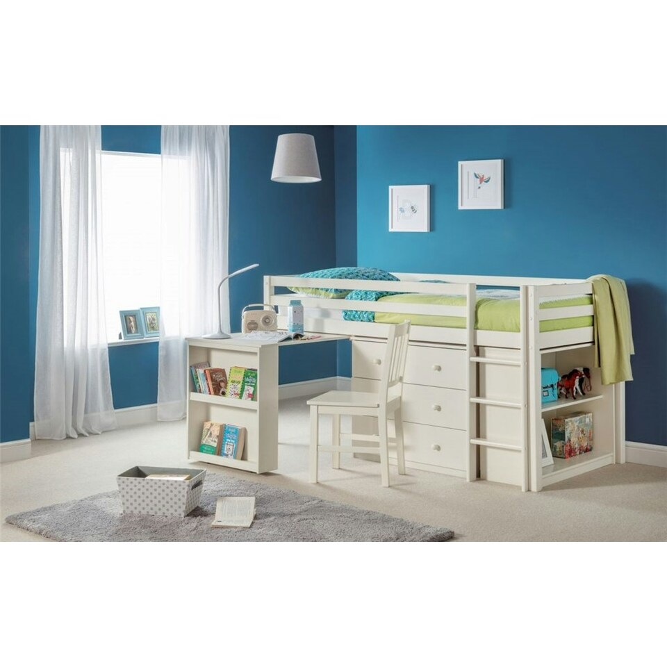 image 1 of Stone White Practical Mid Sleeper Childrens Bed Frame - Single 3ft (90cm)