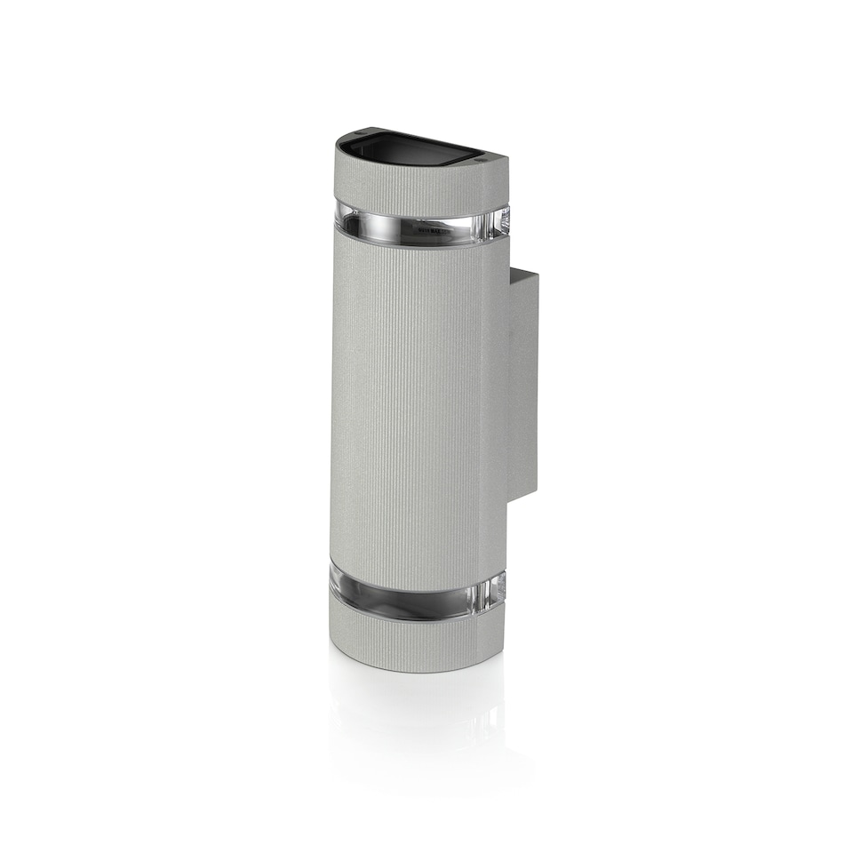 image 1 of Auraglow Outdoor Double Up & Down Wall Light - ELTON | Silver | Silver/Warm White