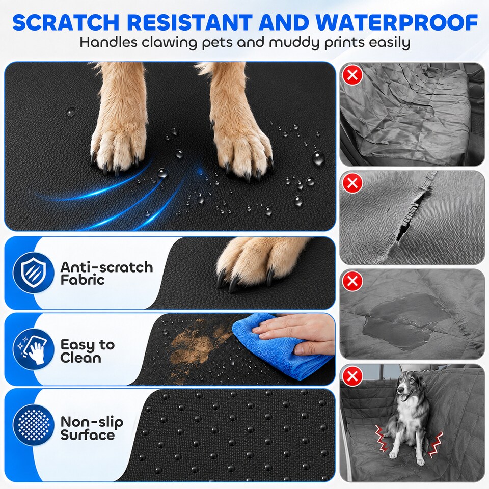 image 1 of PawHut Dog Car Seat Cover, Waterproof Dog Travel Hammock, Blue