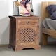 image 2 of Ganga Latic Jali Bedside with Right Side Door - Sheesham Wood - L31 x W45 x H65 cm - Honey Dark Finish