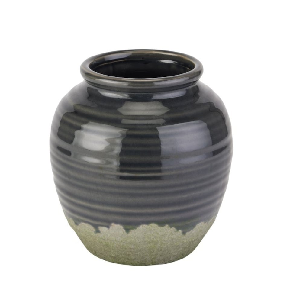 image 1 of Seville Collection Squat Vase - Ceramic - L18 x W18 x H17 cm - Navy Blue