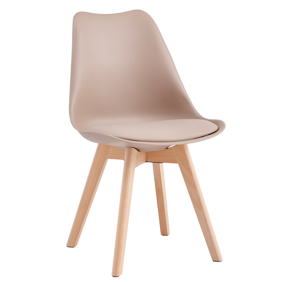 image 1 of Set of 4 Dining Chairs with Solid Wooden Legs and Seat Cushion Pads in Brown - Eva by MCC