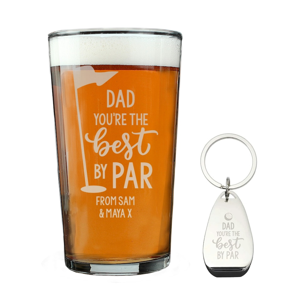 image 1 of Personalised By Par Pint Glass & Bottle Opener Clear