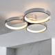 image 2 of Radius Modern Designer Round LED Semi Flush Ceiling Light Chrome, Warm White, IP44