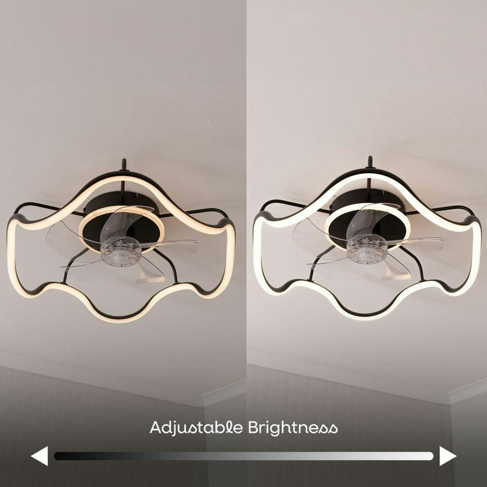 image 1 of ValueLights Infinity Black Wave Integrated LED Ceiling Fan & Remote