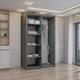 image 3 of Sliding wardrobes 4U Modern Full Mirror Sliding Door Wardrobe Multi Size & Color Options - 100cm Grey | 100cm