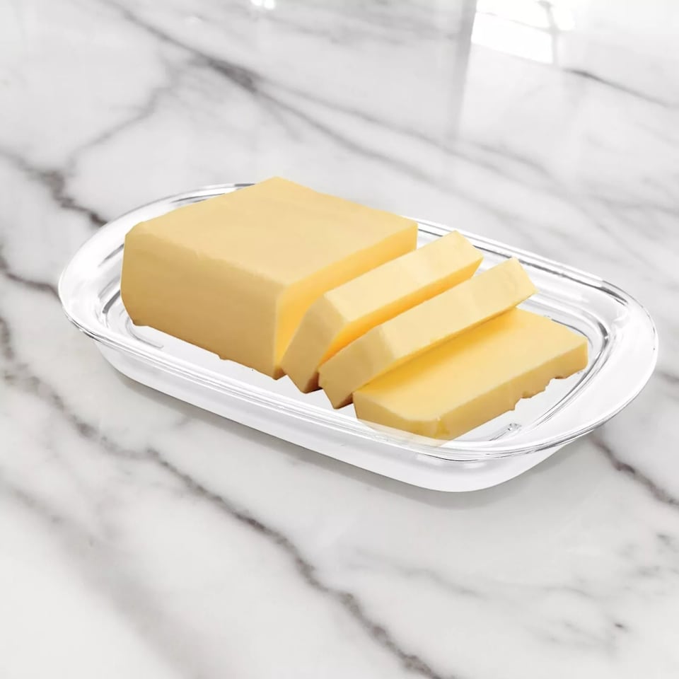 image 1 of Butter Cheese Dish Holder Storage Tray Clear Plastic Serving Container with Lid | Clear | 1 Dish | 1