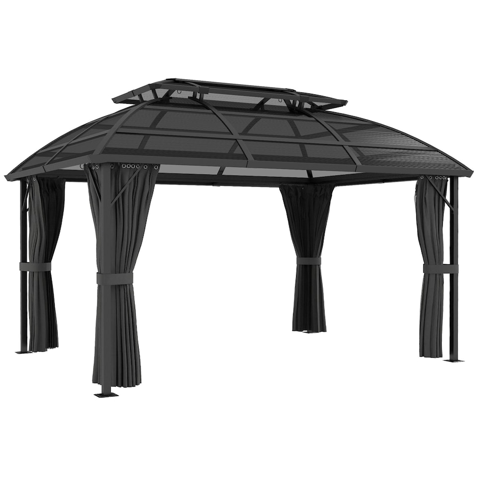 image 1 of Outsunny 4 x 3(m) Polycarbonate Gazebo for Lawn, Yard, Patio, Deck, Black