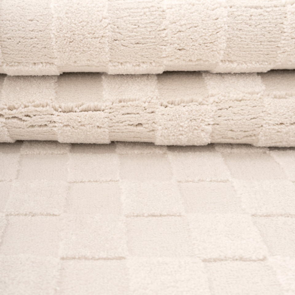 image 1 of KUKOON Retro Checkerboard Plush Pile Cream Beige Living Room Area Rug 160cm x 230cm