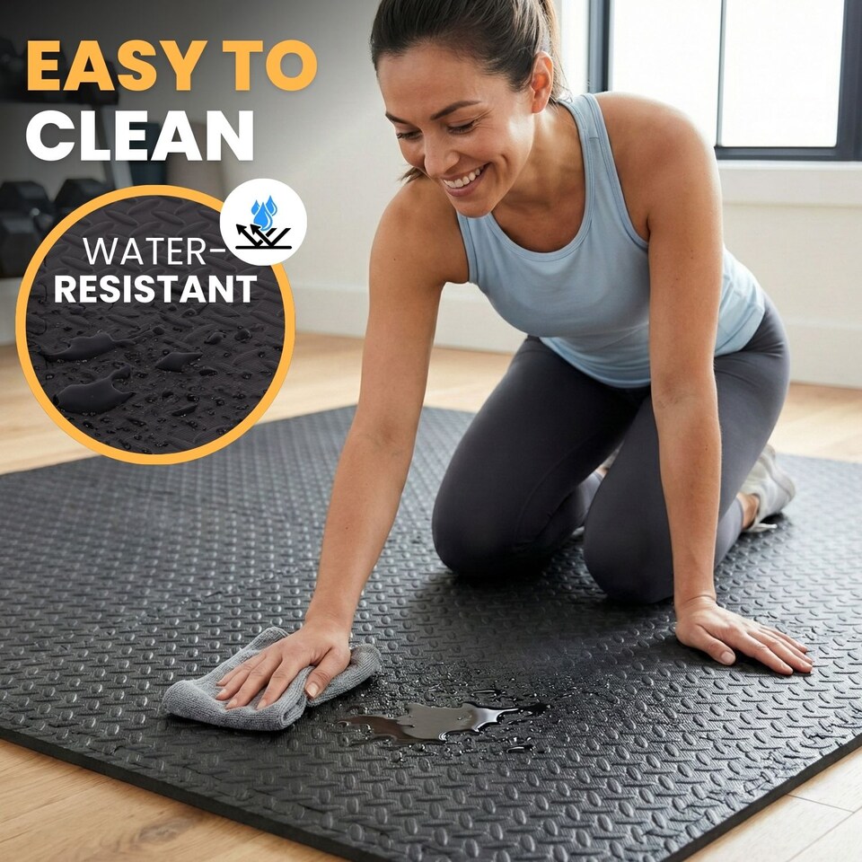 image 1 of Soft Interlocking Floor Mats Set - Non-Slip Foam Tiles EVA Puzzle Mats for Gym, Garage, Home Workout, Playroom, or Office