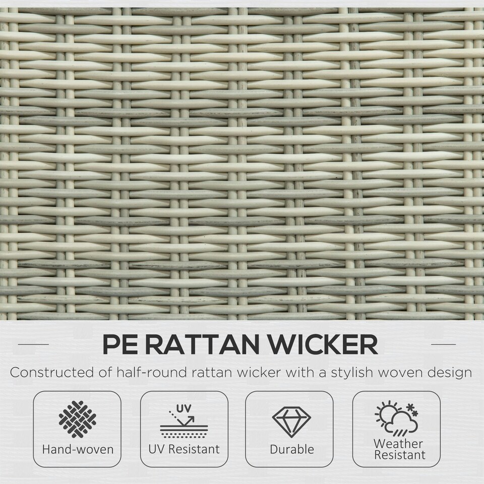 image 1 of Outsunny Recliner Rattan Garden Furniture w/ Two-tier Table, Grey