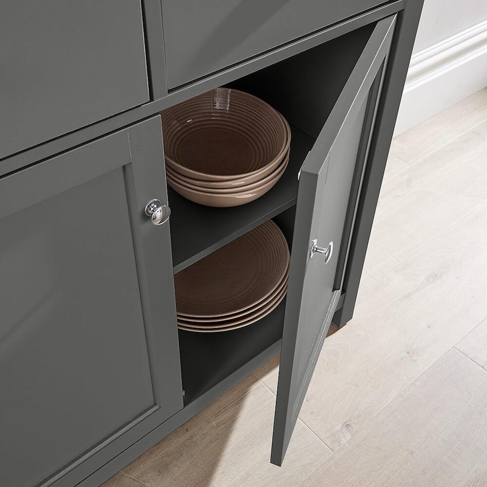 image 1 of Sideboard 2 Door 2 Drawer Storage Cupboard Shelf 36mm Oak Top | Grey