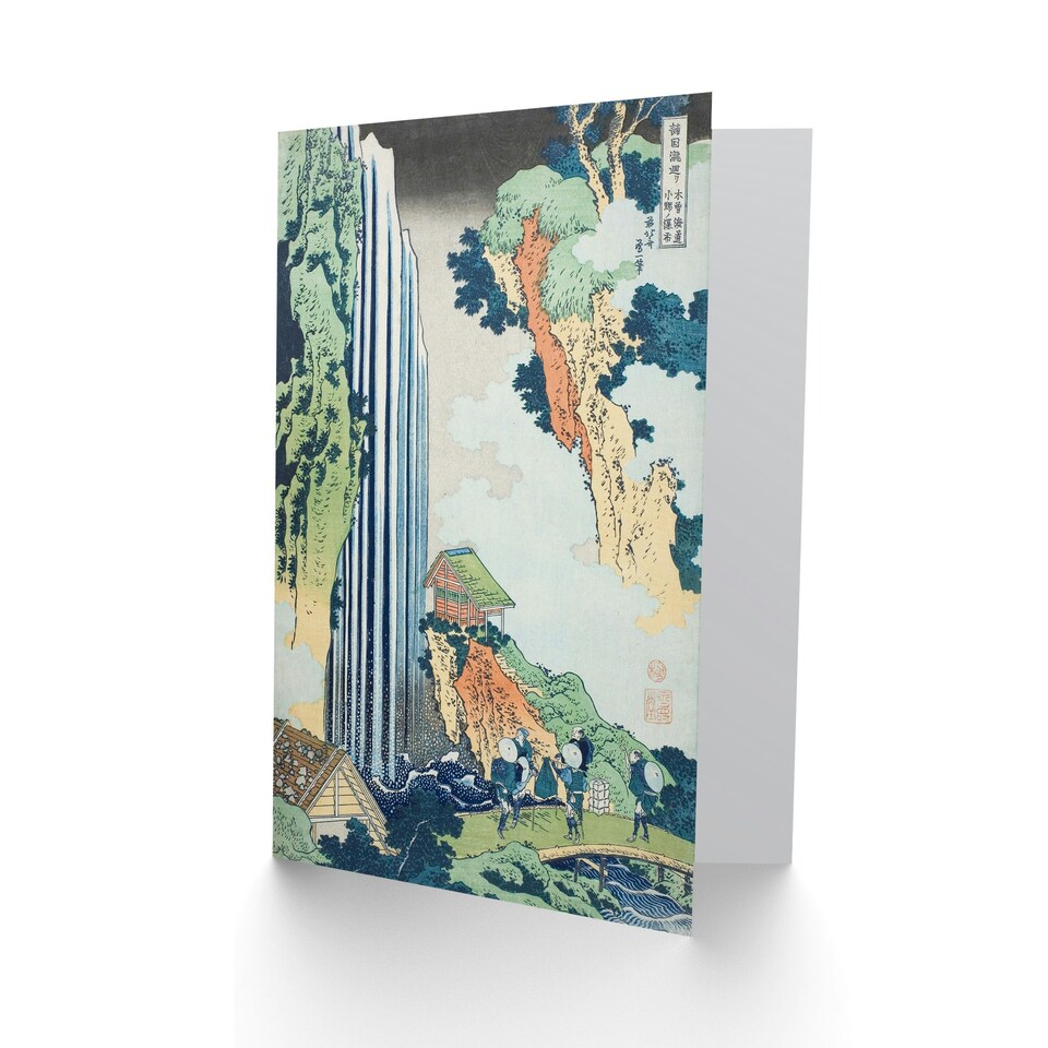 image 1 of Katsushika Hokusai Japanese Art Card Ono Waterfall on Kisokaido Road