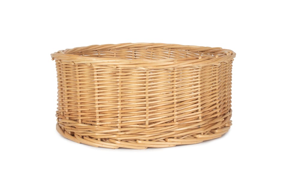 image 1 of Large Round Straight Sided Wicker Tray | Brown | Brown | Large