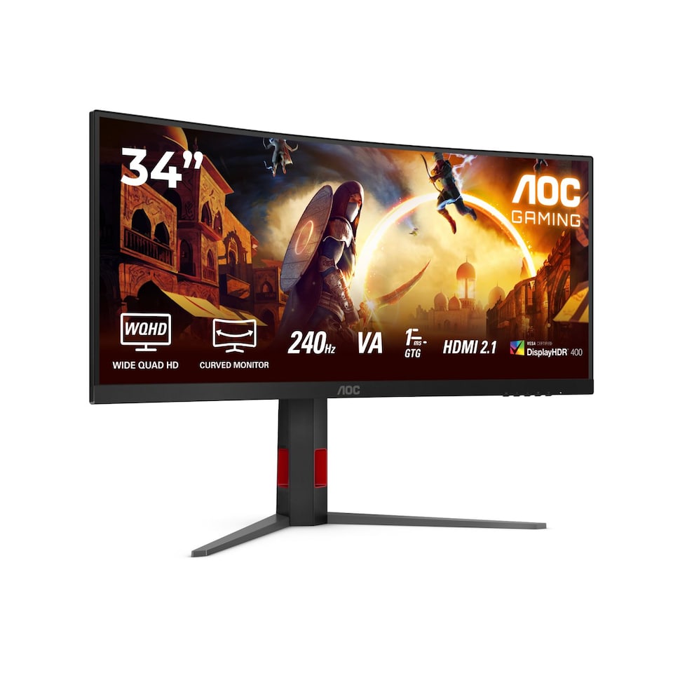 image 1 of AOC G4 CU34G4Z 34" Curved UWQHD 240Hz 0.3ms Height Adjustable Gaming Monitor